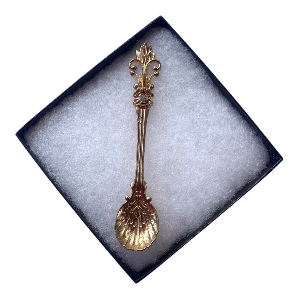 Vintage-style gold-tone mini teaspoon - Picture 2 of 11